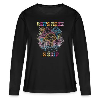 Trippy Mushroom Magic Mushrooms Psychédélique - T-shirt manches longues Premium bio Femme - noir - Devant - Julia (174cm)