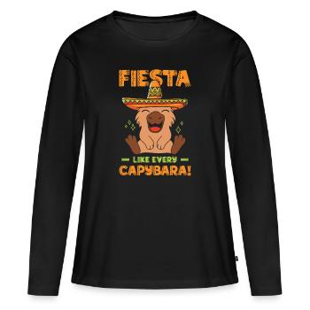 Capybara Mariachi Cinco de Mayo Fiesta - T-shirt manches longues Premium bio Femme - noir - Devant - Julia (174cm)