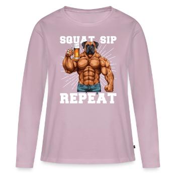 Bodybuilder Gym Beer Squat Sip Repeat - Women's Premium Organic Long Sleeve Shirt - dusky pink - Front - Julia (174cm)