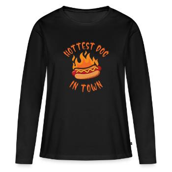 Chili Dog Hot Dog Saucisse Restauration rapide - T-shirt manches longues Premium bio Femme - noir - Devant - Julia (174cm)