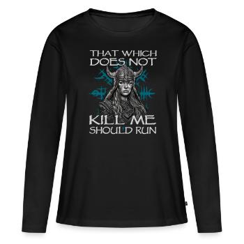 Vikings | Nordic Vikinger | Shield Maiden - Women's Premium Organic Long Sleeve Shirt - black - Front - Julia (174cm)