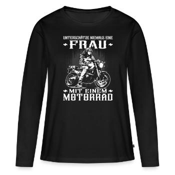 Motorradfahrerin - Bikerin / Bikerfrau - Frauen Premium Bio Langarmshirt - Schwarz - Vorne - Julia (174cm)