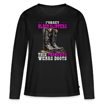 Line Dance | Country Music Line Dancing - Frauen Premium Bio Langarmshirt - Schwarz - Vorne - Julia (174cm)