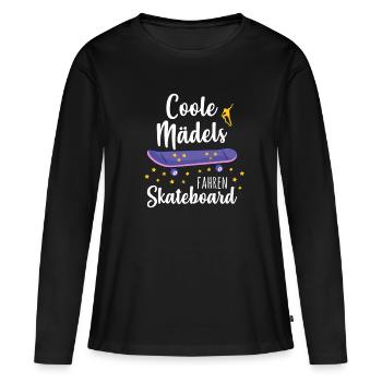 Coole Mädels fahren Skateboard - Frauen Premium Bio Langarmshirt - Schwarz - Vorne - Julia (174cm)