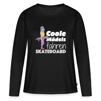 Coole Mädels fahren Skateboard - Frauen Premium Bio Langarmshirt - Schwarz - Vorne - Julia (174cm)