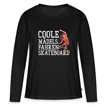 Coole Mädels fahren Skateboard - Frauen Premium Bio Langarmshirt - Schwarz - Vorne - Julia (174cm)
