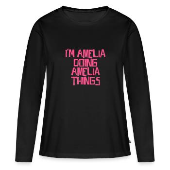 I'm Amelia doing Amelia things - Frauen Premium Bio Langarmshirt - Schwarz - Vorne - Julia (174cm)