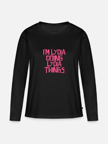 I'm Lydia doing Lydia things - Frauen Premium Bio Langarmshirt - Schwarz