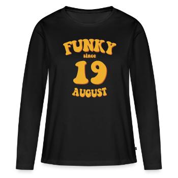 Funky Anniversaire: Août 2019 - Flower Power - T-shirt manches longues Premium bio Femme - noir - Devant - Julia (174cm)