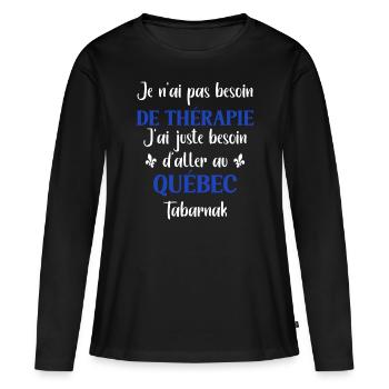J'me barre au quebec - T-shirt manches longues Premium bio Femme - noir - Devant - Julia (174cm)