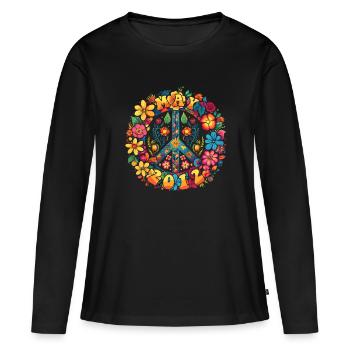 Flower Power Hippie Birthday - May 2012 - Women's Premium Organic Long Sleeve Shirt - black - Front - Julia (174cm)
