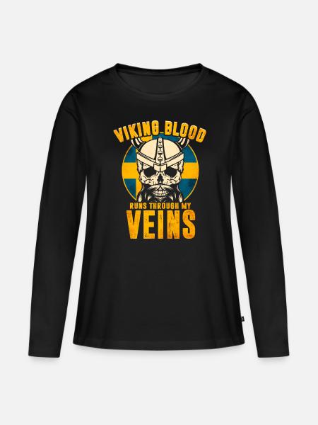 Viking blood runs through my veins - Sweden - Women's Premium Organic Long Sleeve Shirt - black