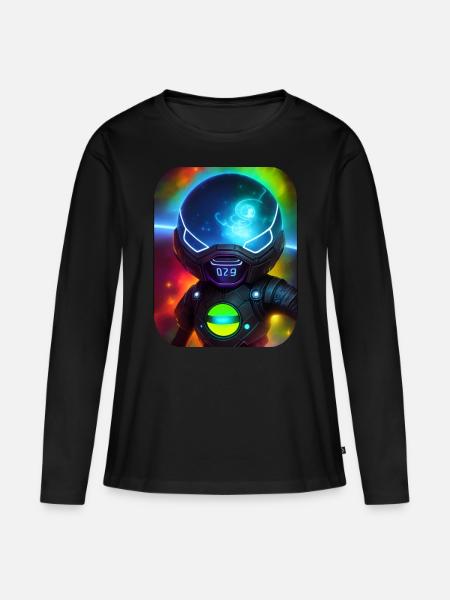Weltraum Astronaut - Frauen Premium Bio Langarmshirt - Schwarz