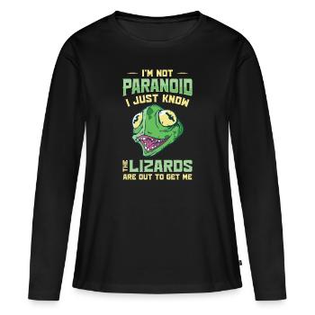 Eidechsen-Reptilien-Agenda-Verschwörungstheorie - Frauen Premium Bio Langarmshirt - Schwarz - Vorne - Julia (174cm)