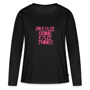 Je suis Kylee en train de faire des choses Kylee - T-shirt manches longues Premium bio Femme - noir - Devant - Julia (174cm)