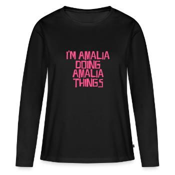 Je suis Amalia en train de faire des choses Amalia - T-shirt manches longues Premium bio Femme - noir - Devant - Julia (174cm)