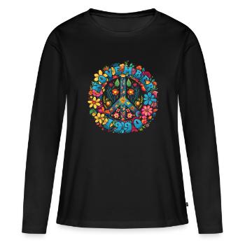 Flower Power Hippie Birthday - November 1990 - Women's Premium Organic Long Sleeve Shirt - black - Front - Julia (174cm)