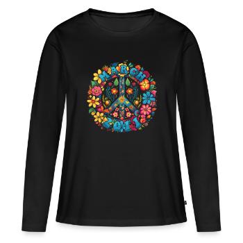 Flower Power Hippie Birthday - March 2011 - Women's Premium Organic Long Sleeve Shirt - black - Front - Julia (174cm)