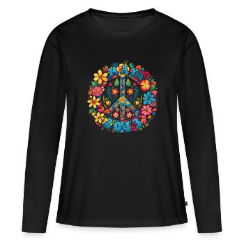Flower Power Hippie Birthday - May 2013 - Women's Premium Organic Long Sleeve Shirt - black - Front - Julia (174cm)