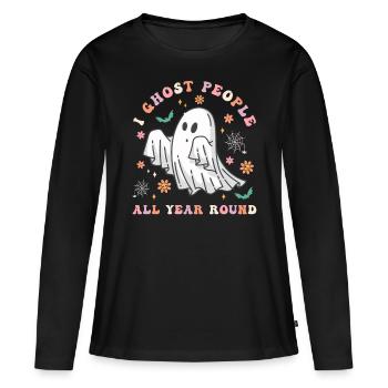 Halloween I Ghost People All Year Long - Women's Premium Organic Long Sleeve Shirt - black - Front - Julia (174cm)