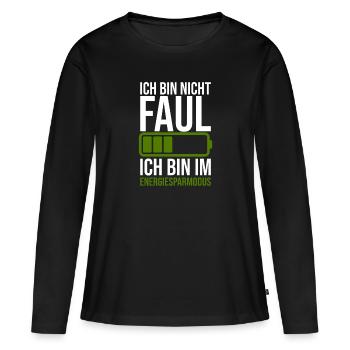 Lustiger Spruch Faulheit - Energiesparmodus - Frauen Premium Bio Langarmshirt - Schwarz - Vorne - Julia (174cm)