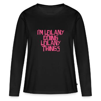 Je suis Leilany en train de faire des choses Leilany - T-shirt manches longues Premium bio Femme - noir - Devant - Julia (174cm)