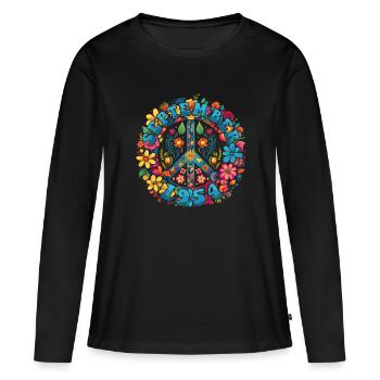 Flower Power Hippie Birthday - September 1954 - Women's Premium Organic Long Sleeve Shirt - black - Front - Julia (174cm)