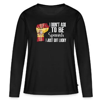 Fierté espagnole Drapeau espagnol cultivé - T-shirt manches longues Premium bio Femme - noir - Devant - Julia (174cm)