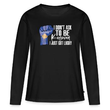 Fierté kosovare Drapeau kosova cultivé - T-shirt manches longues Premium bio Femme - noir - Devant - Julia (174cm)