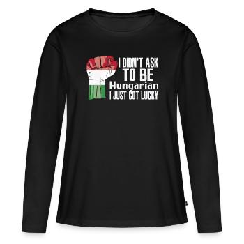 Ungarischer Stolz Ungarische Flagge Gewachsen - Frauen Premium Bio Langarmshirt - Schwarz - Vorne - Julia (174cm)