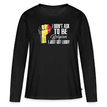 Fierté belge Drapeau belge cultivé - T-shirt manches longues Premium bio Femme - noir - Devant - Julia (174cm)