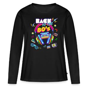 rétro I m Back To 80 s Graphic Design - T-shirt manches longues Premium bio Femme - noir - Devant - Julia (174cm)
