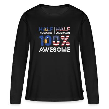 Kosovar American Patriot États-Unis - T-shirt manches longues Premium bio Femme - noir - Devant - Julia (174cm)