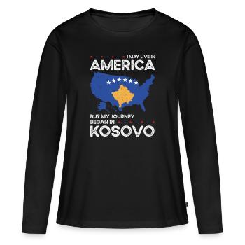 Kosovar American Patriot États-Unis - T-shirt manches longues Premium bio Femme - noir - Devant - Julia (174cm)