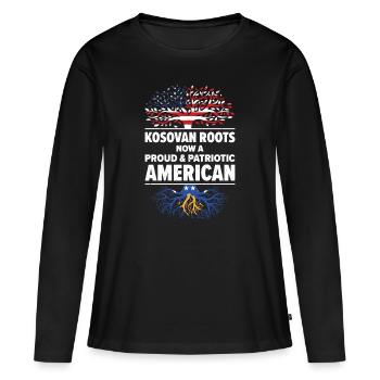 Kosovar American Patriot États-Unis - T-shirt manches longues Premium bio Femme - noir - Devant - Julia (174cm)
