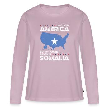 Somali Amerikanischer Patriot USA Gewachsen - Frauen Premium Bio Langarmshirt - Altrosa - Vorne - Julia (174cm)