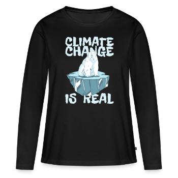 LE CHANGEMENT CLIMATIQUE EST RÉEL - Changement climatique Protection du climat - T-shirt manches longues Premium bio Femme - noir - Devant - Julia (174cm)