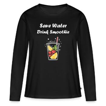 Wasser sparen, Smoothies trinken - Frauen Premium Bio Langarmshirt - Schwarz - Vorne - Julia (174cm)