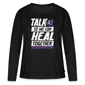 Sensibilisation à la prévention du suicide 988 - T-shirt manches longues Premium bio Femme - noir - Devant - Julia (174cm)