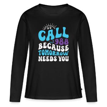 Bande de prévention du suicide : Sensibilisation à la - T-shirt manches longues Premium bio Femme - noir - Devant - Julia (174cm)