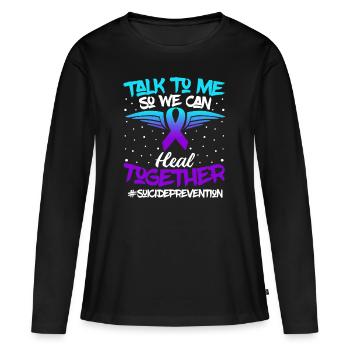 Sensibilisation à la prévention du suicide 988 - T-shirt manches longues Premium bio Femme - noir - Devant - Julia (174cm)