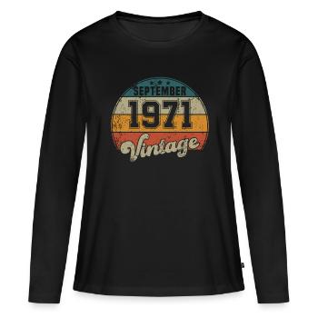 Vintage Birthday - September 1971 - Gift Idea - Women's Premium Organic Long Sleeve Shirt - black - Front - Julia (174cm)