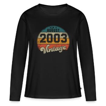 Vintage Geburtstag - August 2003 - Geschenkidee - Frauen Premium Bio Langarmshirt - Schwarz - Vorne - Julia (174cm)