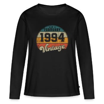 Vintage Geburtstag - Februar 1994 - Geschenkidee - Frauen Premium Bio Langarmshirt - Schwarz - Vorne - Julia (174cm)