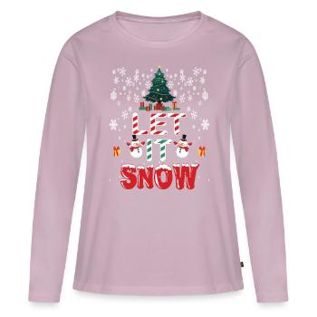 Let It Snow Flocon de neige de Noël - T-shirt manches longues Premium bio Femme - rose poudré - Devant - Julia (174cm)