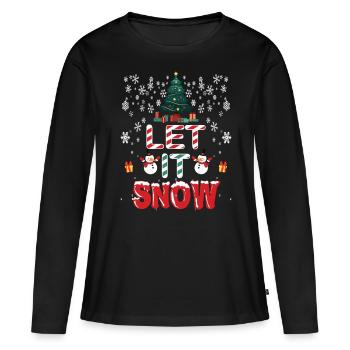 Let It Snow Flocon de neige de Noël - T-shirt manches longues Premium bio Femme - noir - Devant - Julia (174cm)