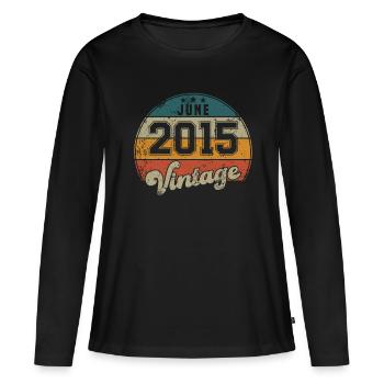 Vintage Geburtstag - Juni 2015 - Geschenkidee - Frauen Premium Bio Langarmshirt - Schwarz - Vorne - Julia (174cm)