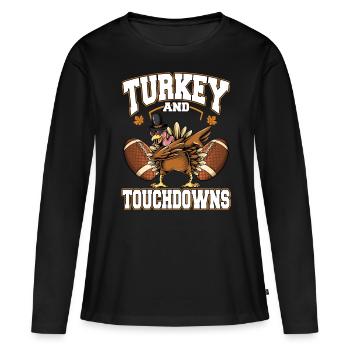 Dinde De Thanksgiving Et Touchdowns Football - T-shirt manches longues Premium bio Femme - noir - Devant - Julia (174cm)