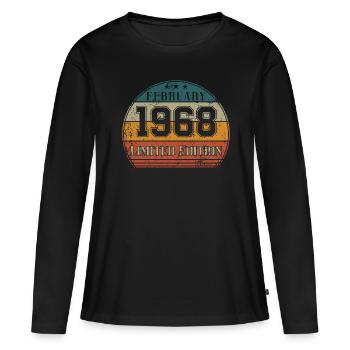 Anniversaire - Edition Limitée Février 1968 - T-shirt manches longues Premium bio Femme - noir - Devant - Julia (174cm)