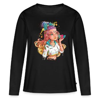 Heart on the palm of your hand - Women's Premium Organic Long Sleeve Shirt - black - Front - Julia (174cm)